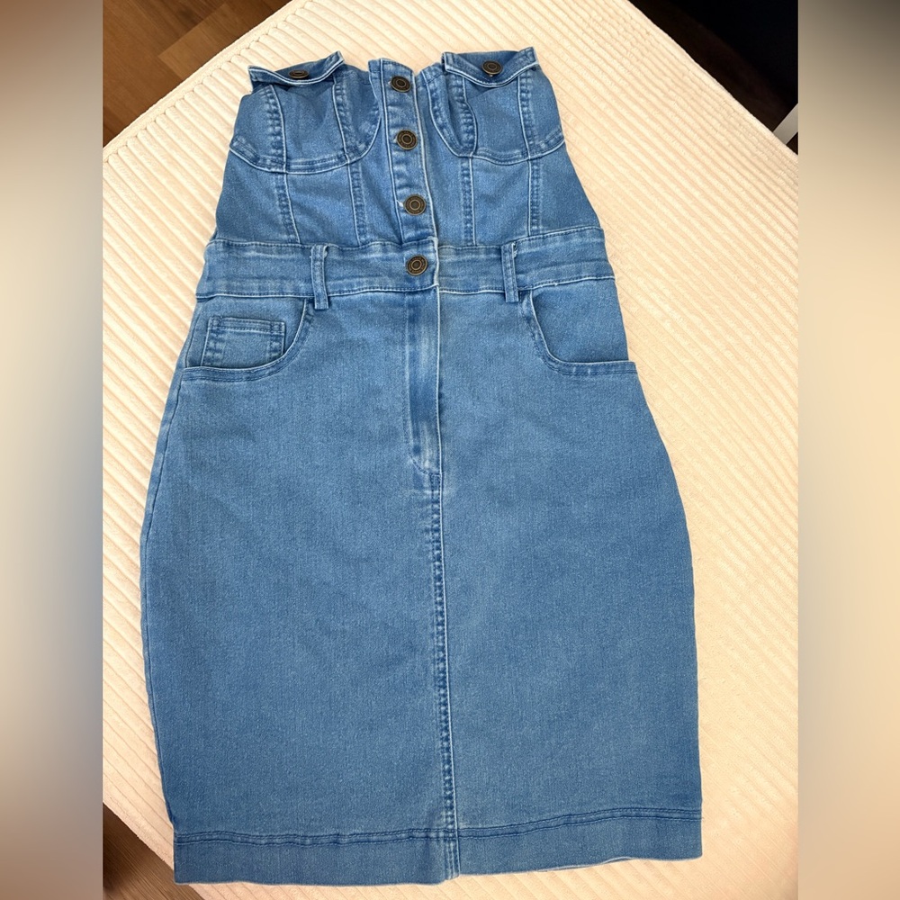 Denim Tube Corset Dress . Stylish Blue Denim Women's Overalls